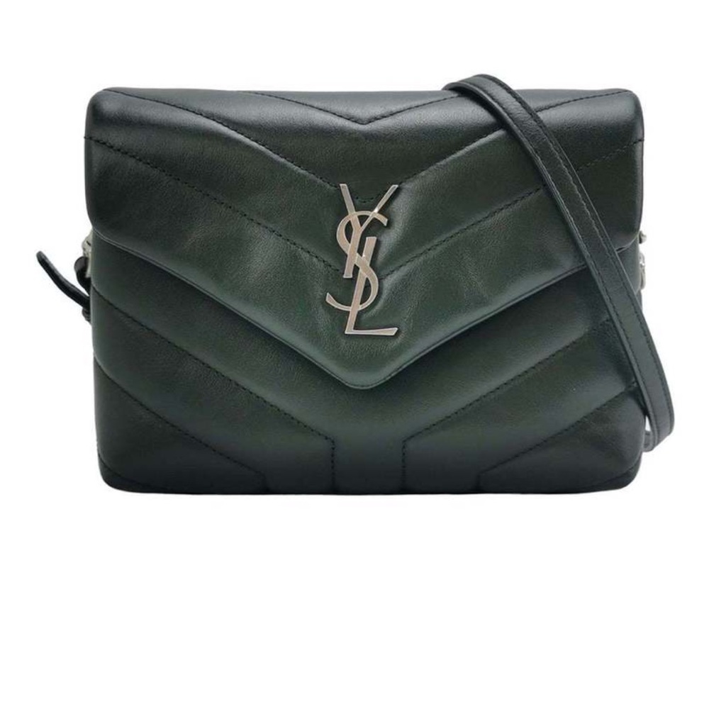 Saint Laurent Dark Green Matelassé Crossbody Bag